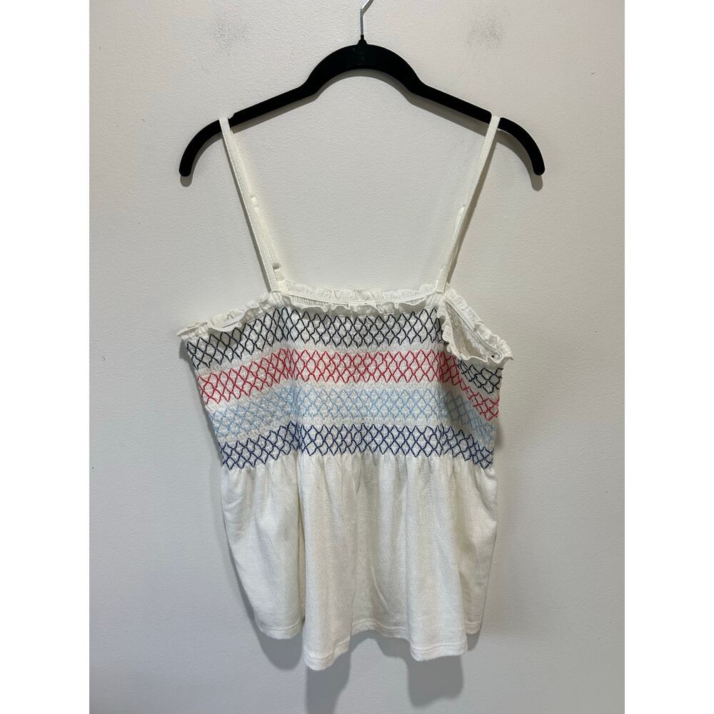 Vintage Y2K Self Esteem tank size L white spaghetti strap smocked peasant boho